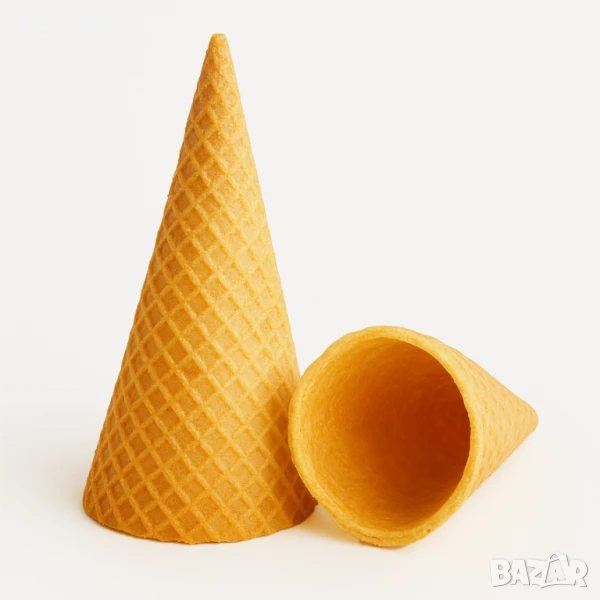 Захарни вафлени фунийки за сладолед ø55 h140 – среден корнет, снимка 1