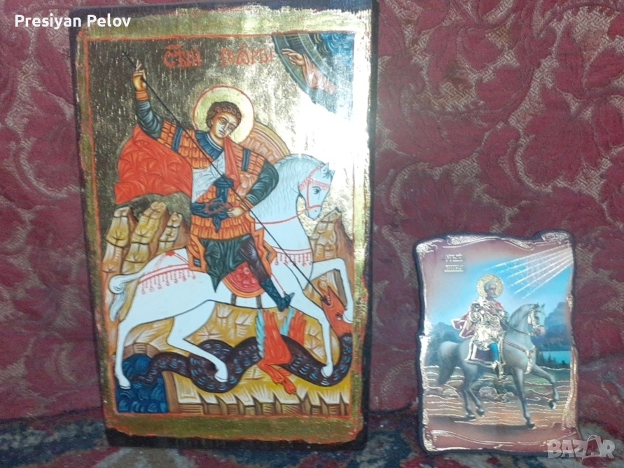 Икони на Св Георги и Св. Мина, снимка 1