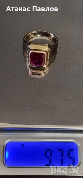 Мъжки златен пръстен с рубин, снимка 1