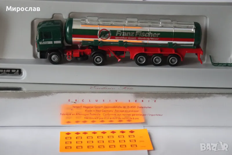 HERPA H0 1/87 MAN ЦИСТЕРНА КАМИОН ИГРАЧКА МОДЕЛ ВЛЕКАЧ, снимка 1