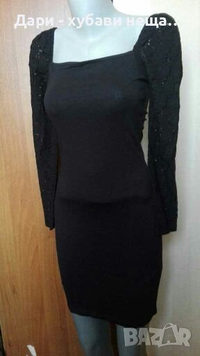 Вталена еластична рокля с дантелени ръкави🍀❤XS,S,S/M❤🍀арт.837, снимка 1