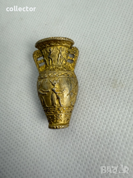 Сребърна брошка във формата на амфора / урна. №7594, снимка 1