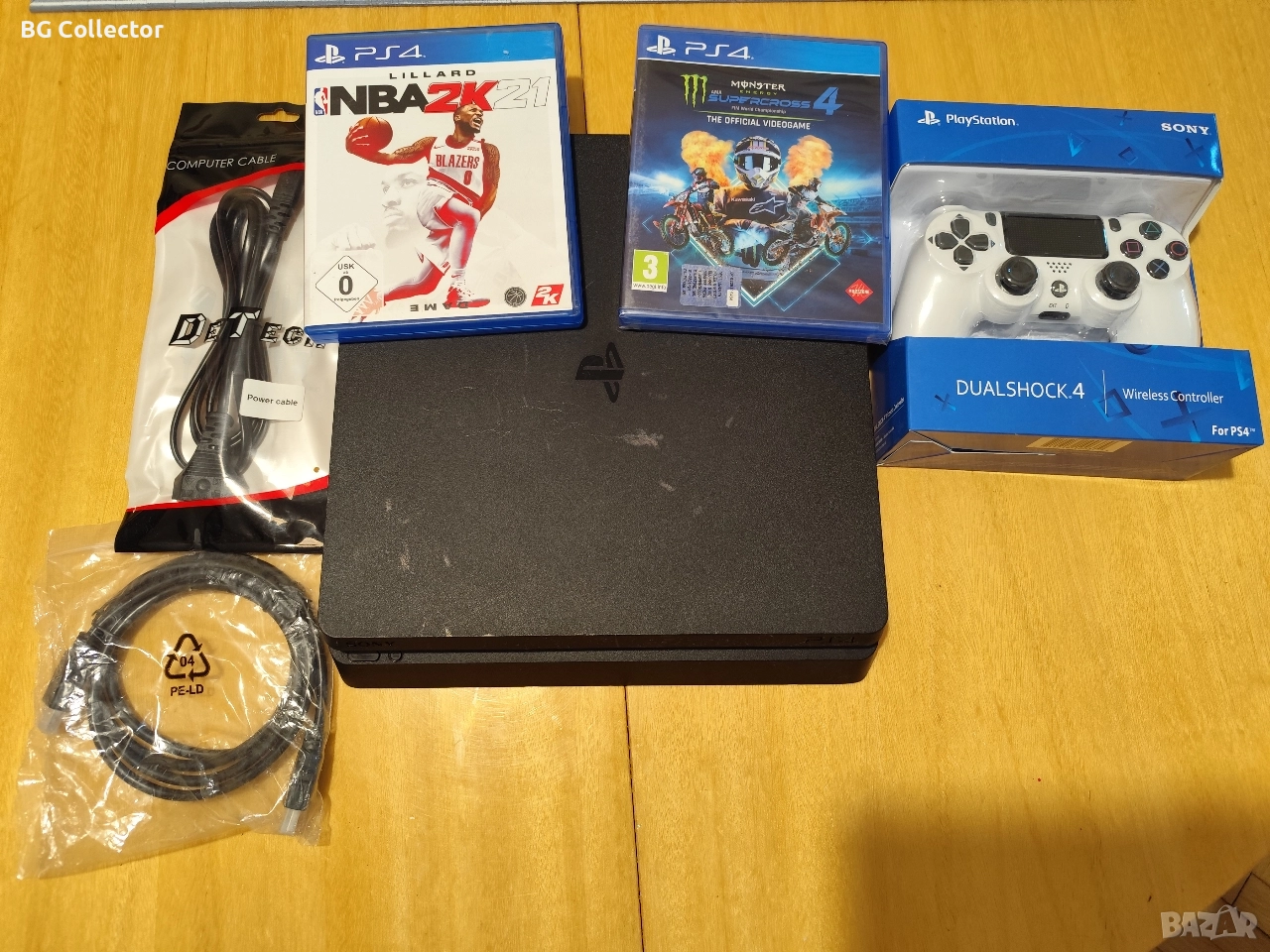 Конзола за игри Playstation 4 Slim 500GB с нови кабели, джойстик и 2 игри, снимка 1