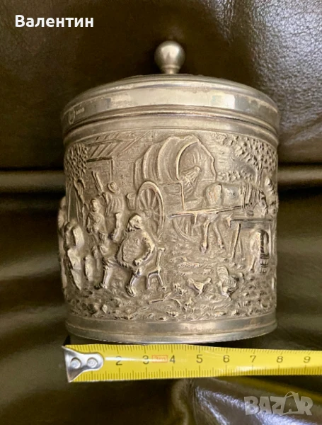 #1501# Буркан с капак. За подправки. Посребрен. Холандия., снимка 1