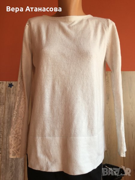 🥾💄Zara, широк пуловер с кант от дантела на ръкавите,л размер👉12 лв.⚡️, снимка 1