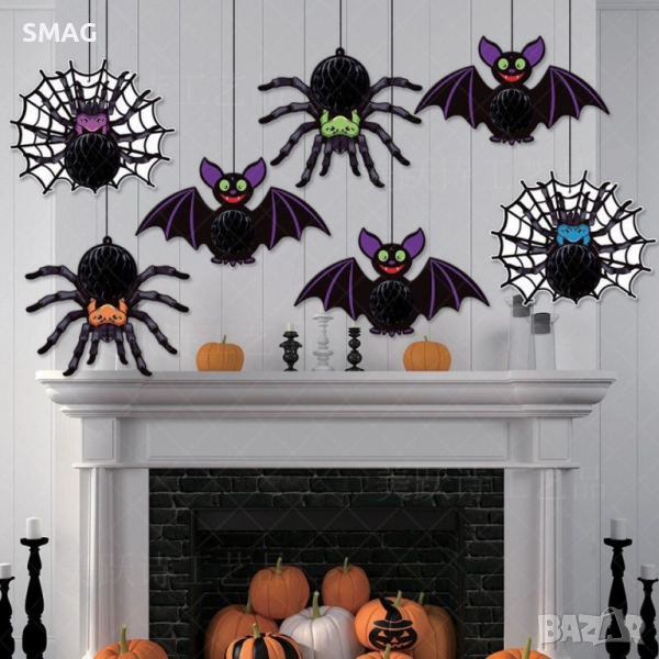 Halloween / Хелоуин декоративен хартиен прилеп – 35x18см_1255233, снимка 1