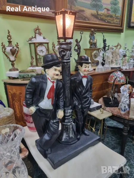 Страхотна голяма антикварна фигура статуетка лампа , снимка 1