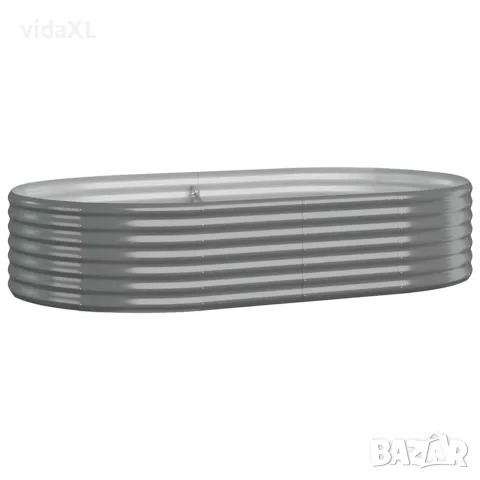 vidaXL Градинска повдигната леха поцинкована стомана сиво