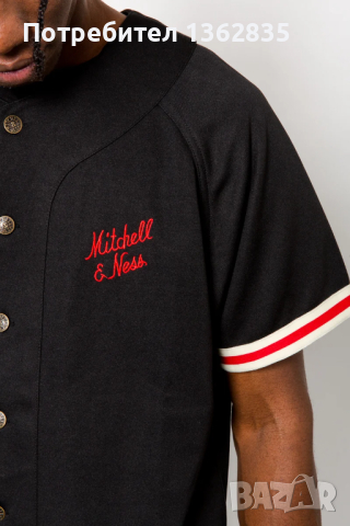 НОВА черна бейзболна тениска MITCHELL & NESS размер L / XL от САЩ , снимка 5 - Тениски - 44681154
