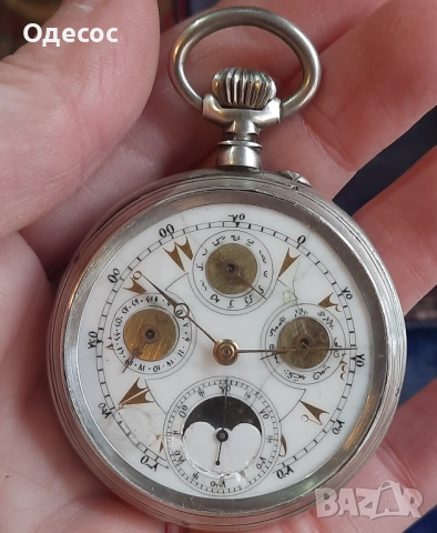 Старинен сребърен Швейцарски джобен часовник Tavannes, снимка 3 - Антикварни и старинни предмети - 53224648