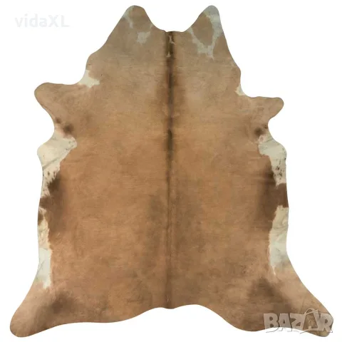 vidaXL Килим от волска кожа, кафяво и бяло, 150x170 см, снимка 5 - Килими - 56146517