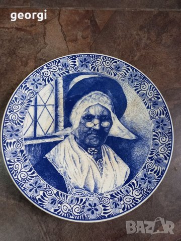 Голяма декоративна порцеланова чиния Delft 