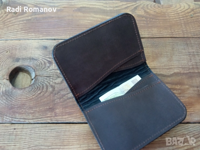 Мъжки кожен портфейл, ловен аксесоар, ръчно изработен мъжки кожен кейс , снимка 4 - Портфейли, портмонета - 52020243