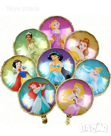Фолиеви балони с принцесите на Дисни Пепеляшка, Бел, Риана, Рапунцел, Снежанка, Спящата красавица, 