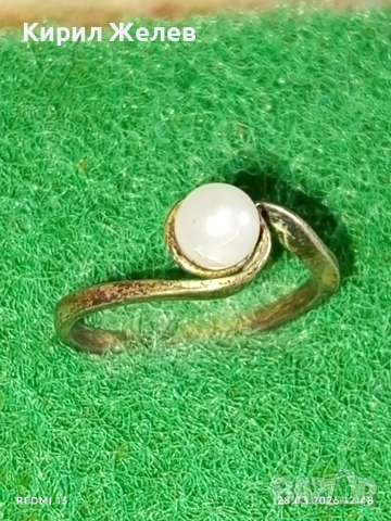Винтидж сребърен пръстен с инкрустирана перла стил и елегантност 51769, снимка 3 - Пръстени - 54005325