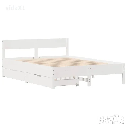 vidaXL Рамка за легло без матрак, бял, 120x190 см, борово дърво масив, снимка 3 - Спални и легла - 56146964