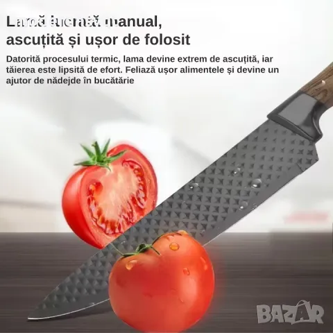 Комплект ножове 6 части, Белачка и ножица, Черен, снимка 4 - Прибори за хранене, готвене и сервиране - 48704768