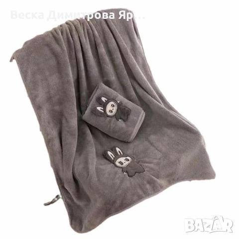 Комплект от 2 броя бродирани кърпи, меки и абсорбиращи, за баня и плаж 35×75 см. и 70×140 см., снимка 2 - Хавлиени кърпи - 51070634