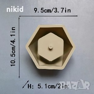 Голям шестоъгълник шестоъгълна кашпа саксия калъп силиконов молд форма гипс, снимка 4 - Форми - 44393431