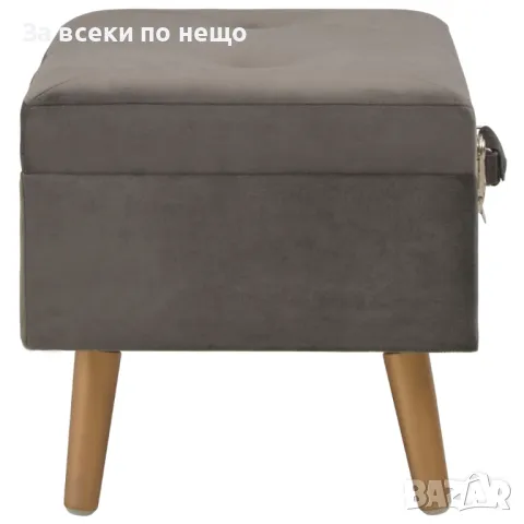 Табуретка за съхранение, 40 см, сива, кадифе Код P85, снимка 2 - Дивани и мека мебел - 49307251