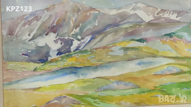 СТАРА КАРТИНА ПЕЙЗАЖ 69 г. акварел рамкирана / Дабов, снимка 2 - Картини - 29091753