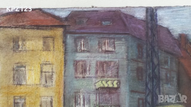 КАРТИНА ГРАДСКИ ПЕЙЗАЖ " ПО БАБА" креда / МАРИЯ МЕЖДУРЕЧКА, снимка 4 - Картини - 29109801