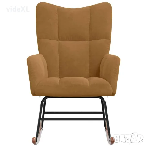 vidaXL Люлеещ стол, кафяв, кадифе, снимка 4 - Столове - 56146956