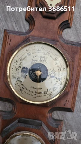 Стар голям барометър и термометър, снимка 3 - Други стоки за дома - 52105372