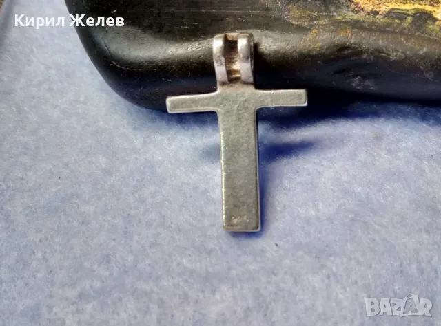 СТИЛНО СЕДЕФЕНО СРЕБЪРНО КРЪСТЧЕ КРЪСТ СРЕБРО 925 РЪЧНА ЮВЕЛИРНА ФИНА ИЗРАБОТКА 30388, снимка 2 - Колиета, медальони, синджири - 50180671