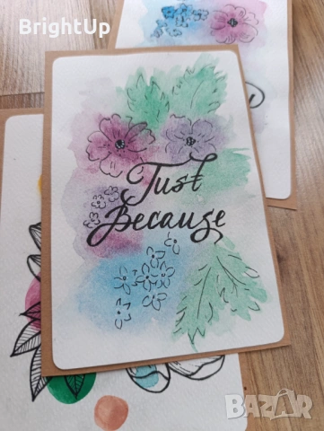 Ръчно рисувани картички за всеки повод - Рожден ден, за бебче, имен ден, св. валентин, 8-ми Март, снимка 6 - Други - 52822005