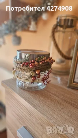 Подаръчни коледни светещи бутилки и свещници. Ръчна изработка, снимка 17 - Декорация за дома - 48248399