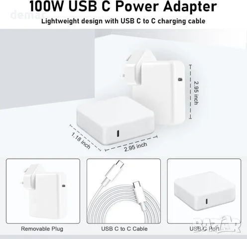 100W супер бързо зареждане, MacBook Pro зарядно устройство, с 1,8M USB C към C кабел, снимка 7 - Друга електроника - 47743866