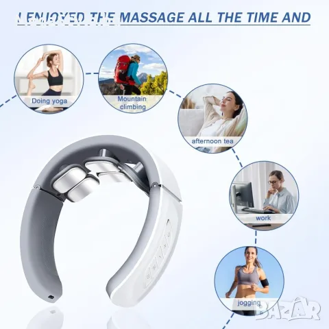 Смарт импулсен масажор за врат Smart Neck Massager H908 с 6 глави и загряващ ефект, снимка 4 - Масажори - 55738551