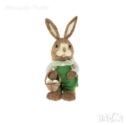Великденска декоративна фигура Заек Mercado Trade, Зелен гащеризон, 49см, снимка 3 - Декорация за дома - 44463653