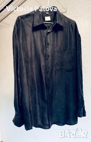 Риза кралска коприна цвят графит, снимка 6 - Ризи - 37628391