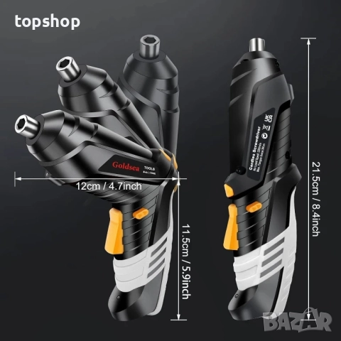 Нова Електрическа отвертка Goldsea 4.2V Безжична отвертка 3.5Nm 1500mAh Зареждане тип C 10 броя..., снимка 6 - Винтоверти - 51629122