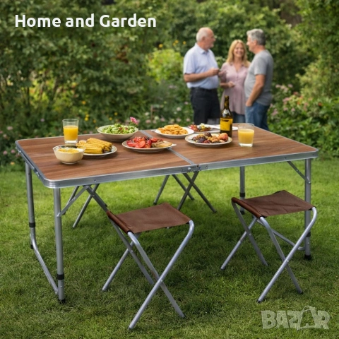Комплект сгъваема къмпинг маса с 4 стола – тип „куфар“