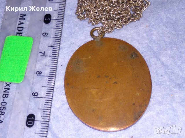 СТАРИНЕН МЕДЕН МЕДАЛЬОН УНИКАТ с ВЕНЕЦИАНСКО СТЪКЛО МУРАНО и ДЕБЕЛО ПОСРЕБРЕНА МЕДНА ВЕРИЖКА 36467, снимка 8 - Антикварни и старинни предмети - 39942128