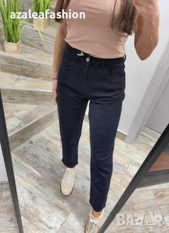 Дамски дънки мом фит с камъни, снимка 15 - Дънки - 52671012