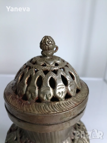 Тибетска, медна , старинна кадилница ,съд за прекадяване на тамян., снимка 7 - Декорация за дома - 53276414