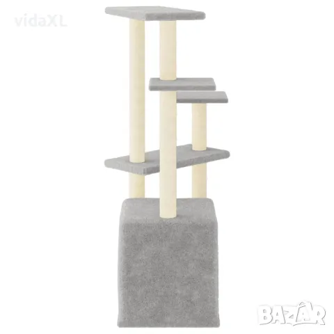 vidaXL Котешко дърво със сизалени стълбове, светлосиво, 107,5 см, снимка 4 - За котки - 56146320