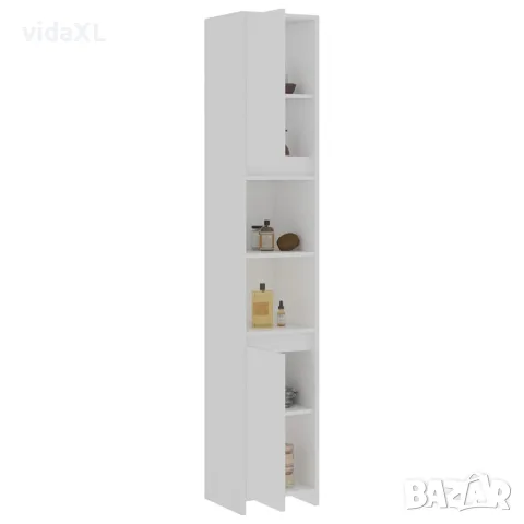vidaXL Шкаф за баня, бял, 30x30x183,5 см, ПДЧ, снимка 4 - Шкафове - 56147859