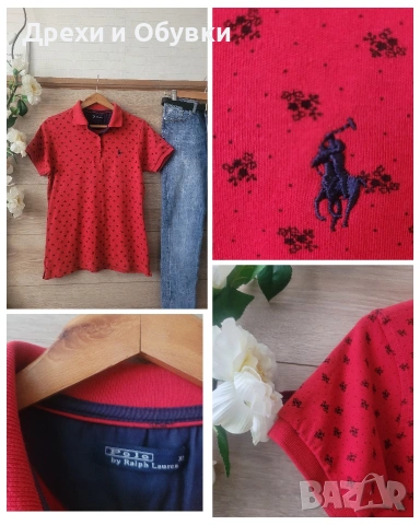 Червена тениска с яка POLO RALPH LAUREN 
