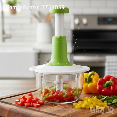 Ръчен кухненски чопър 900 мл с 3 остриета от неръждаема стомана Cheffinger, снимка 3 - Аксесоари за кухня - 53124084