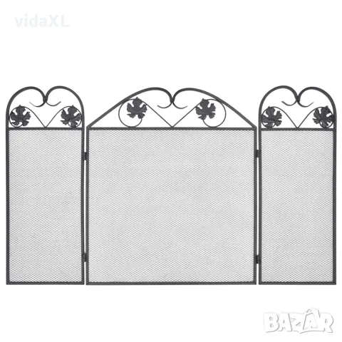 vidaXL 3-панелен параван за камина, желязо, черен, снимка 2 - Декорация за дома - 56146309