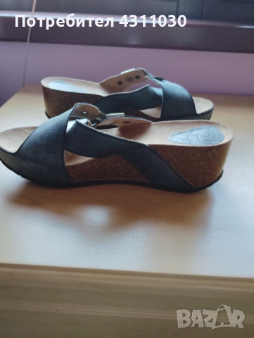 Дамски чехли Scholl естествена кожа 41 номер като ново, сиви, снимка 7 - Чехли - 53166140