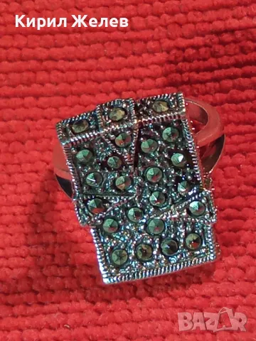 РАЗКОШЕН МАРКАЗИТЕН СРЕБЪРЕН ПРЪСТЕН СРЕБРО 925 с БЯЛА ПОЗЛАТА ИНКРУСТИРАН с КАМЪНИ МАРКАЗИТ 49114, снимка 16 - Пръстени - 49351687