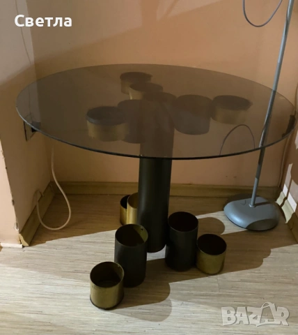 Винтидж дизайнерска маса, уникат, закупена от Франция, снимка 6 - Антикварни и старинни предмети - 53310786