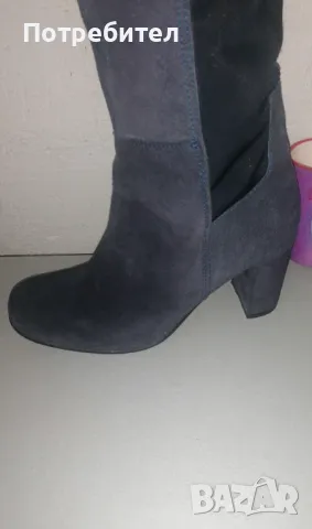Елегантни ботуши /чизми/ на ток италиански - естествен велур, р-р 37, снимка 3 - Дамски ботуши - 48176740