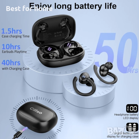 C23 Безжични Bluetooth слушалки с LED дисплей – IPX7 Водоустойчиви, Шумопотискане и USB-C, снимка 2 - Bluetooth слушалки - 53167306